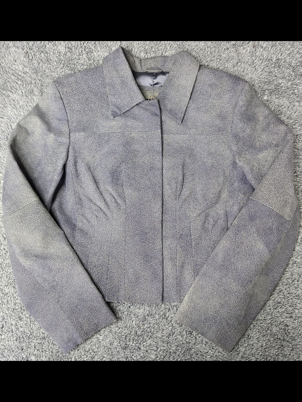 Vintage Saguaro Purple Blue Leather Jacket Textured Pebbled Crop Moto Collared S